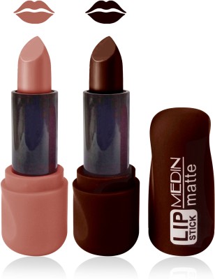 MEDIN Paris super lipstick cosmetics makup combo set of 2 color(l brown hot chocolate, 10 g)