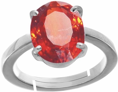 CHIRAG GEMS 7.25 carat natural hessonite Brass Cubic Zirconia Sterling Silver Plated Ring