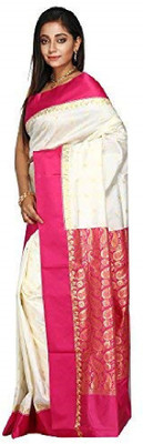 AAHELEE Self Design Garad Tussar Silk, Silk Blend Saree(Maroon)
