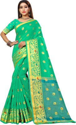 Kuki Self Design Patola Art Silk Saree(Light Green)