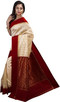 AAHELEE Self Design Garad Tussar Silk, Silk Blend Saree(Maroon)