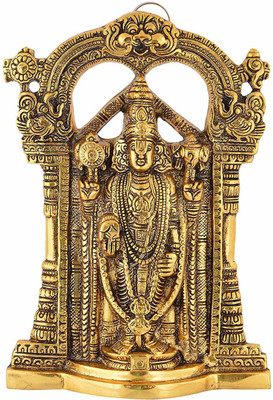 Metal Handicrafts Tirupati Balaji,Sri Venkateswara Idol,Spiritual Home Decor Decorative Showpiece  -  24 cm(Brass, Yellow)