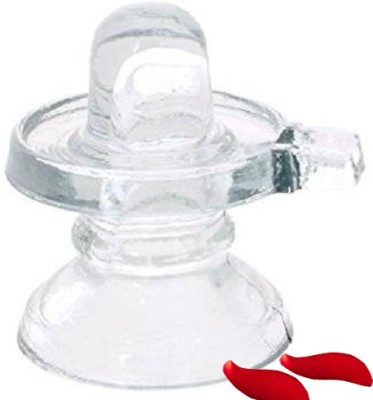 NAVYAKSH Glass Crystal Shivling Lord Shiva Shivling Shiva Lingam Idol Decorative Showpiece  -  6 cm(Glass, White)