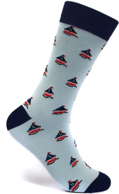Mint and Oak Sail Away Blue Crew Length Socks Men Printed Mid-Calf/Crew