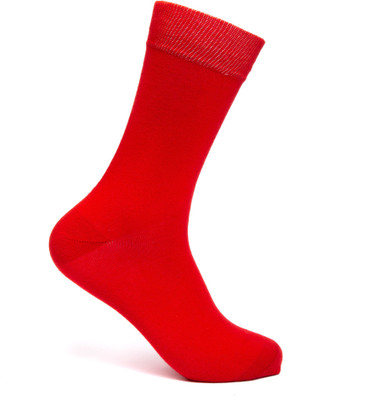Mint and Oak Tomato Red Red Crew Length Socks Men Solid Mid-Calf/Crew