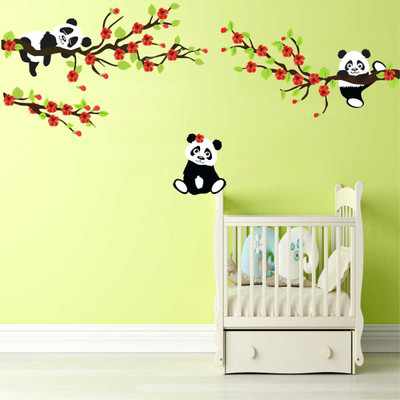 Decals Point 3 cm Tree Lazy Panda Self Adhesive Sticker(Pack of 1)
