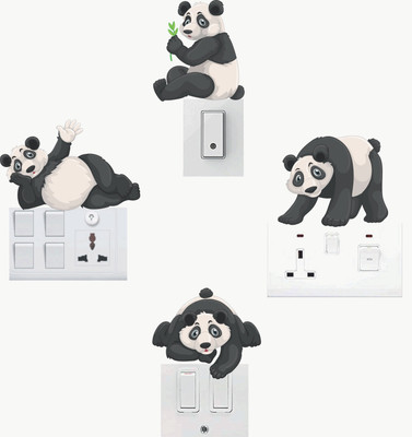 Decor hubb 30 cm Decor hubb-Lazy Funny Panda Switch Board Sticker Self Adhesive Sticker(Pack of 1)