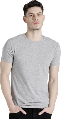 ADRO Self Design Men Round Neck Grey T-Shirt