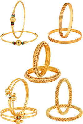 You Bella Alloy Gold-plated Bangle Set(Pack of 10)