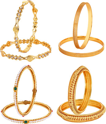YouBella Alloy Gold-plated Bangle Set(Pack of 8)
