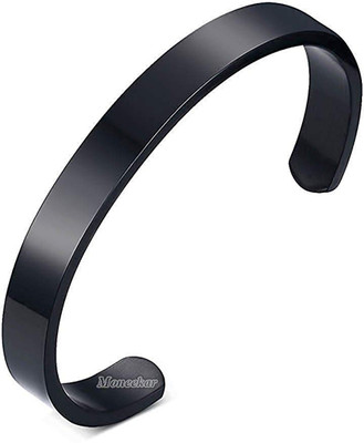 Moneekar Jewels Stainless Steel Black Silver Cuff