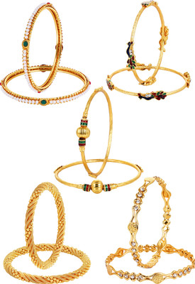 YouBella Alloy Gold-plated Bangle Set(Pack of 10)