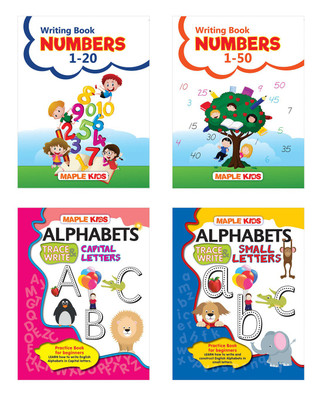 Writing Practice Books - Small, Capital and Numbers (Set of 4 Books)(English, Paperback, Maple Press)