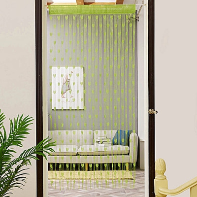Yutiriti 183 cm (6 ft) Polyester Door Curtain Single Curtain(Self Design, Green)