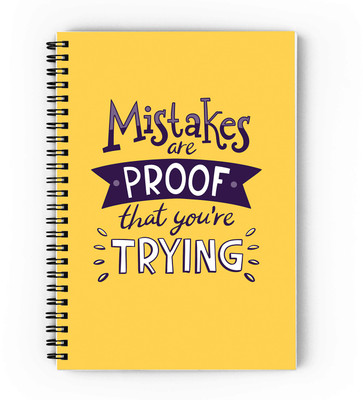 epheriwala Mistakes are proof that you are trying A5 Notebook Unruled 160 Pages(Yellow)