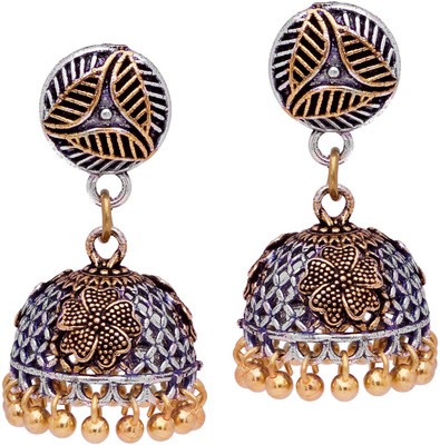 V L INTERNATIONAL Oxidised Women Fashion Designer Two Tone Jhumka Jhumki Earrings Alloy Jhumki Earring