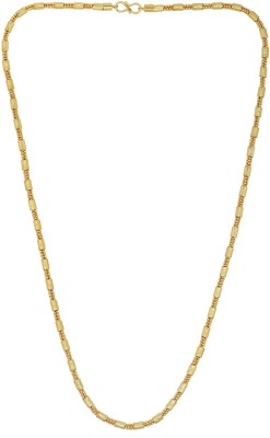 Dzinetrendz Gold Plated Bar and Ball Shaped 4mm Thick 24 Inch Chain Necklace Men Women Gold-plated Plated Brass Chain
