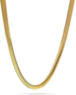 MissMister 24KT Gold plated 16 Inch short length, Snake design flat chain, for Kids Gold-plated Plated Brass Chain