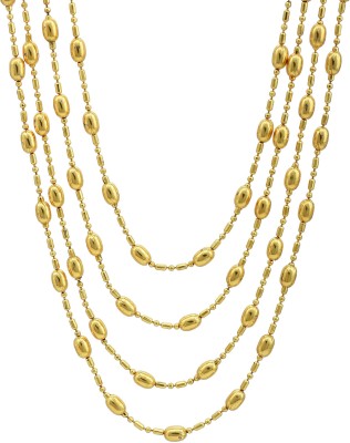 MissMister Gold Plated Graduation Length, Multi Strand 36 Inch Necklace Women Traditional Gold-plated Plated Brass Necklace