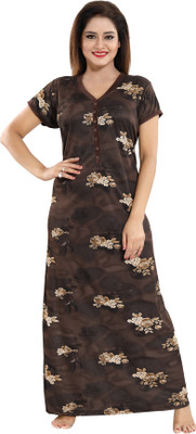 Shopping World Women Nighty(Brown, Beige)