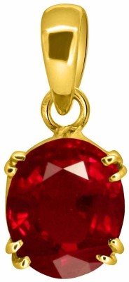 CHIRAG GEMS 7.25 RATTI RUBY PENDANT GOLD PLATED Gold-plated Ruby Brass Pendant