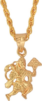 MissMister Gold Plated Bajrang Bali Pawan putra Hanuman with Sanjeevani Design Chain Pendant Gold-plated Brass Pendant