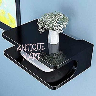 ANTIQUE MART TV Setup Box & Remote Stand Wooden Wall Shelf(Number of Shelves - 2, Black)