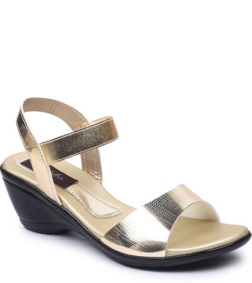 VALIOSAA Women Wedges(Gold , 3)