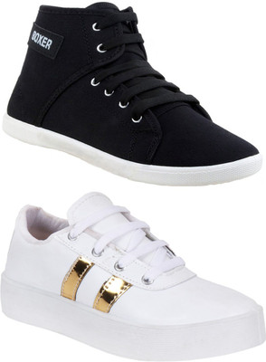 World Wear Footwear Combo Women Pack of 2 Sneakers With Sports Shoes Canvas Shoes For Women(Multicolor)