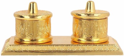 SV Traders Beautiful Roli-Chandan, Chawal-Akshat- haldi Decorative Showpiece  -  6 cm(Metal, Gold)