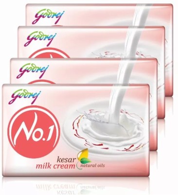 Godrej No.1 kesar milk cream 100 gm soap value pack (pack of 4)(4 x 100 g)
