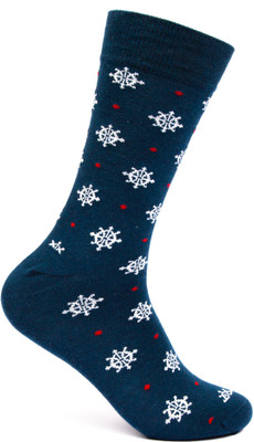 Mint and Oak All Aboard Blue Crew Length Socks Men Printed Mid-Calf/Crew