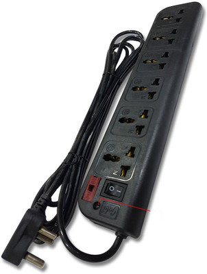 HexaGear 6 Amp Multi Plug Point 6 plus 1 with 1.5 Meter Cord 6 Socket Extension Boards (Black) 6  Socket Extension Boards(Black, 1.5 m)