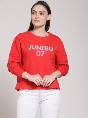 PLUSS Full Sleeve Embroidered Women Sweatshirt