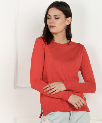 van-heusen-casual-cuffed-sleeve-self-design-women-red-top