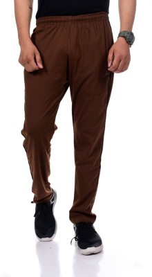 Zeffit Solid Men Brown Track Pants