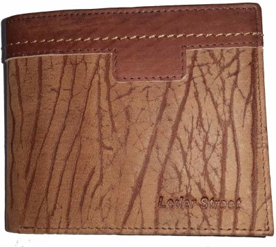 Leder Street Men Brown Genuine Leather Wallet(8 Card Slots)