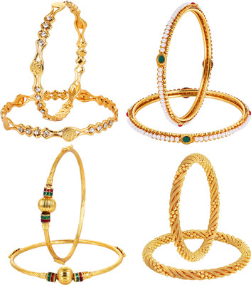 YouBella Alloy Gold-plated Bangle Set(Pack of 8)