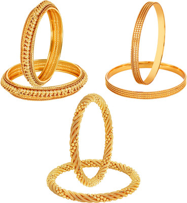 YouBella Alloy Gold-plated Bangle Set(Pack of 6)