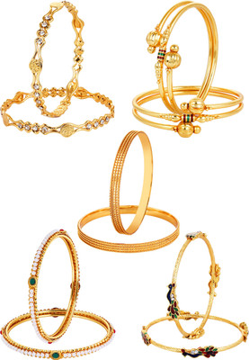 YouBella Alloy Gold-plated Bangle Set(Pack of 10)