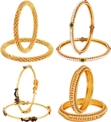 YouBella Alloy Gold-plated Bangle Set(Pack of 8)
