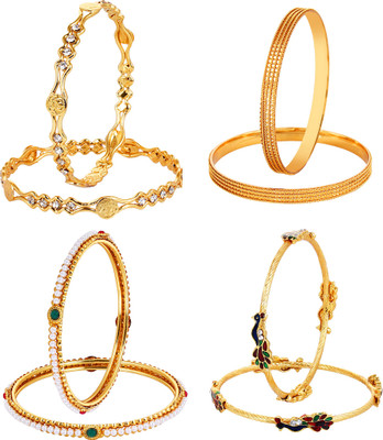 YouBella Alloy Gold-plated Bangle Set(Pack of 8)