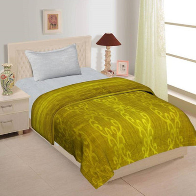 Oshano Solid Single Mink Blanket for  Heavy Winter(Polyester, Light Green)