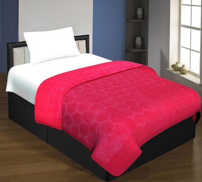 Oshano Geometric Single Mink Blanket for  Heavy Winter(Polyester, Pink)