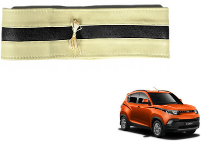 Auto Hub Hand Stiched Steering Cover For Mahindra KUV 100(Beige, Black, Leatherite)