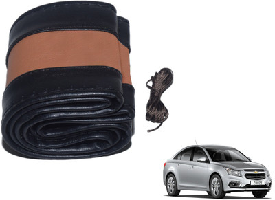 Auto Hub Hand Stiched Steering Cover For Chevrolet Cruze(Black, Brown, Leatherite)