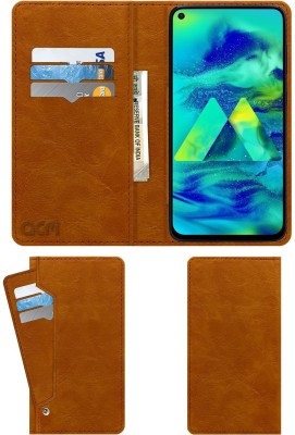 ACM Wallet Case Cover for Samsung Galaxy M40(Brown, Cases with Holder, Pack of: 1)