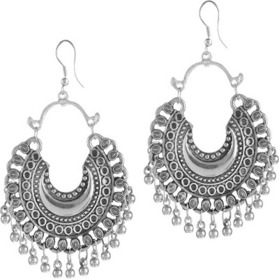 SAK Afghani Oxidised Fashion Earrings In Chandbali Shape Party Wear Earring Metal Chandbali Earring