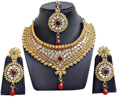 JEWELS GURU Alloy Gold-plated Gold, White Jewellery Set(Pack of 1)