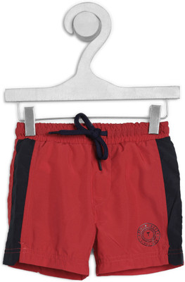 Palm Tree Short For Boys Casual Colorblock Polyester(Red, Pack of 1)